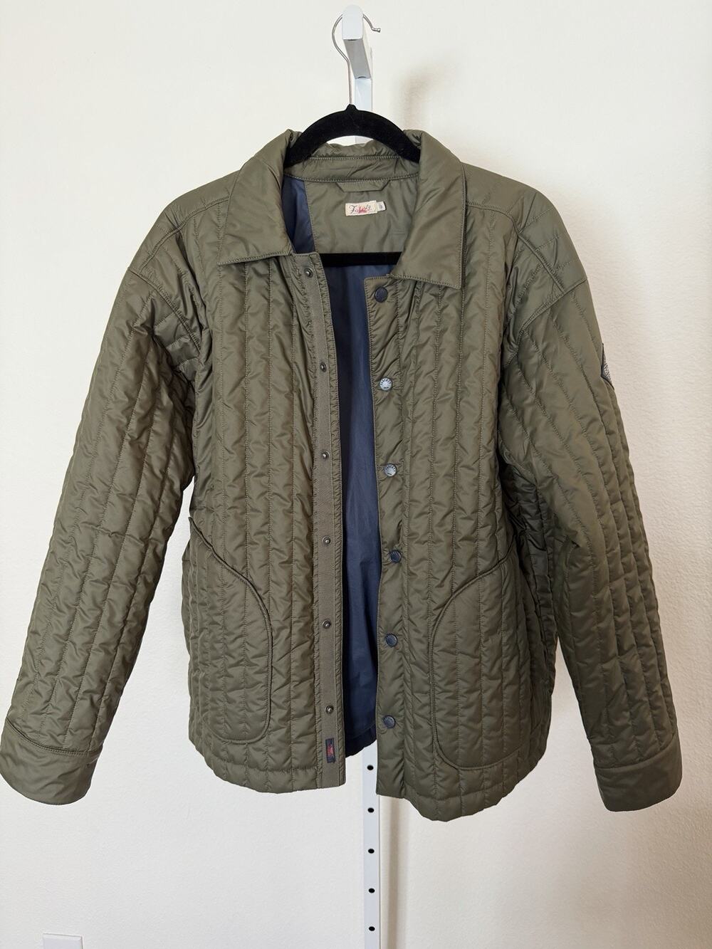 Faherty Atmosphere Brook Jacket Womens L Olive Snap Quilted Collared Utility